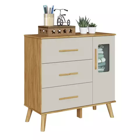 Comoda Infantil Moveis Peroba Sky 03 gavetas 01 porta MDF