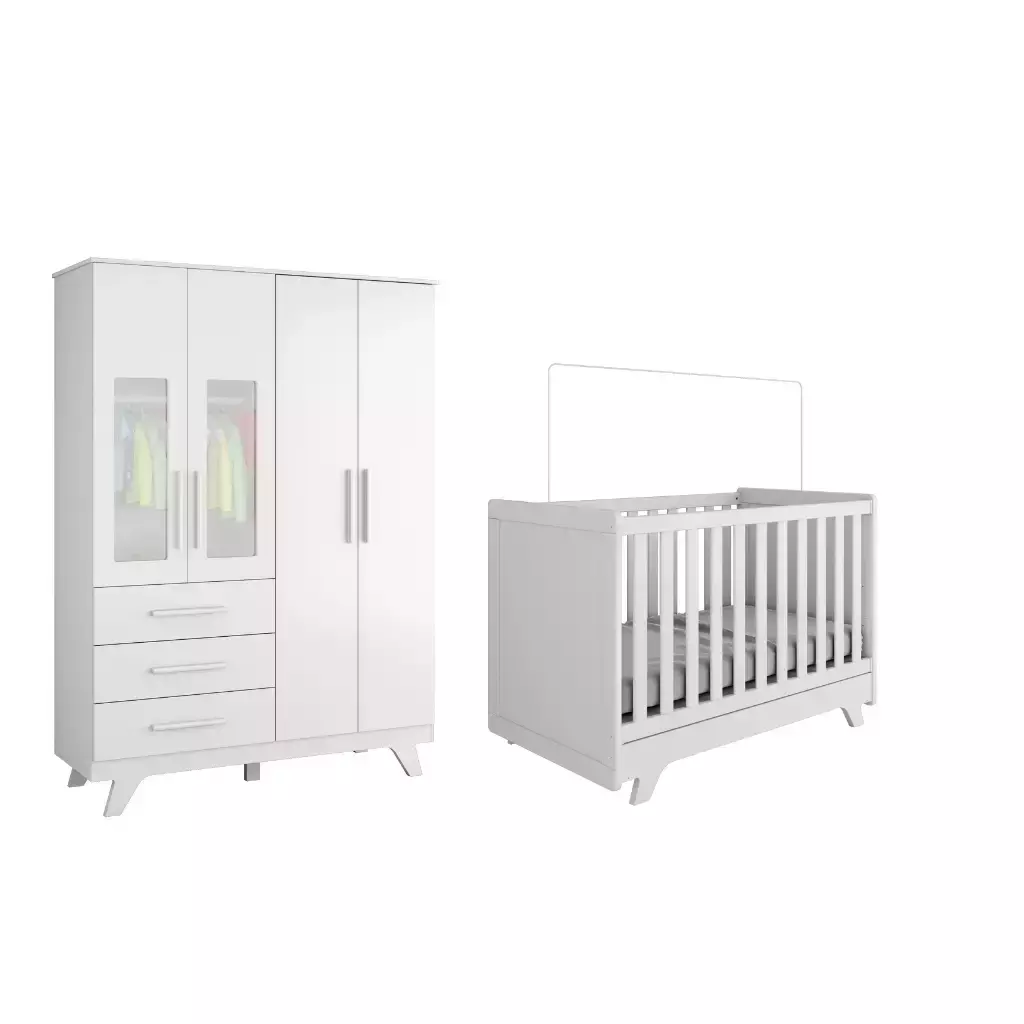 Berço Americano e Guarda Roupas Retrô Moveis Peroba MDF