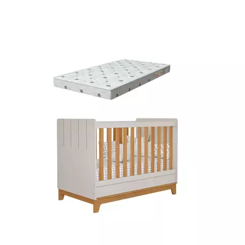 Berço Bebe Americano 3x1 MDF Dorabelly Bis Com Colchão