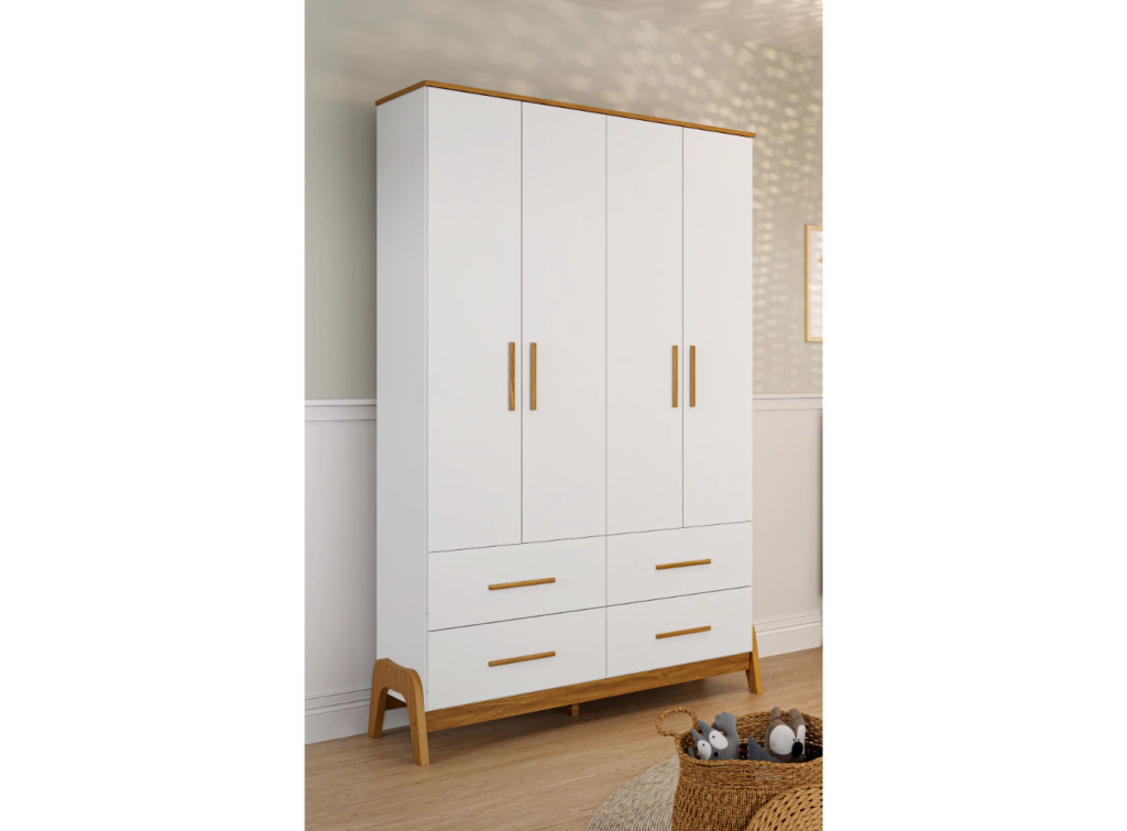 Guarda Roupa Bebê Retro Moveis Peroba Guti 04 portas MDF