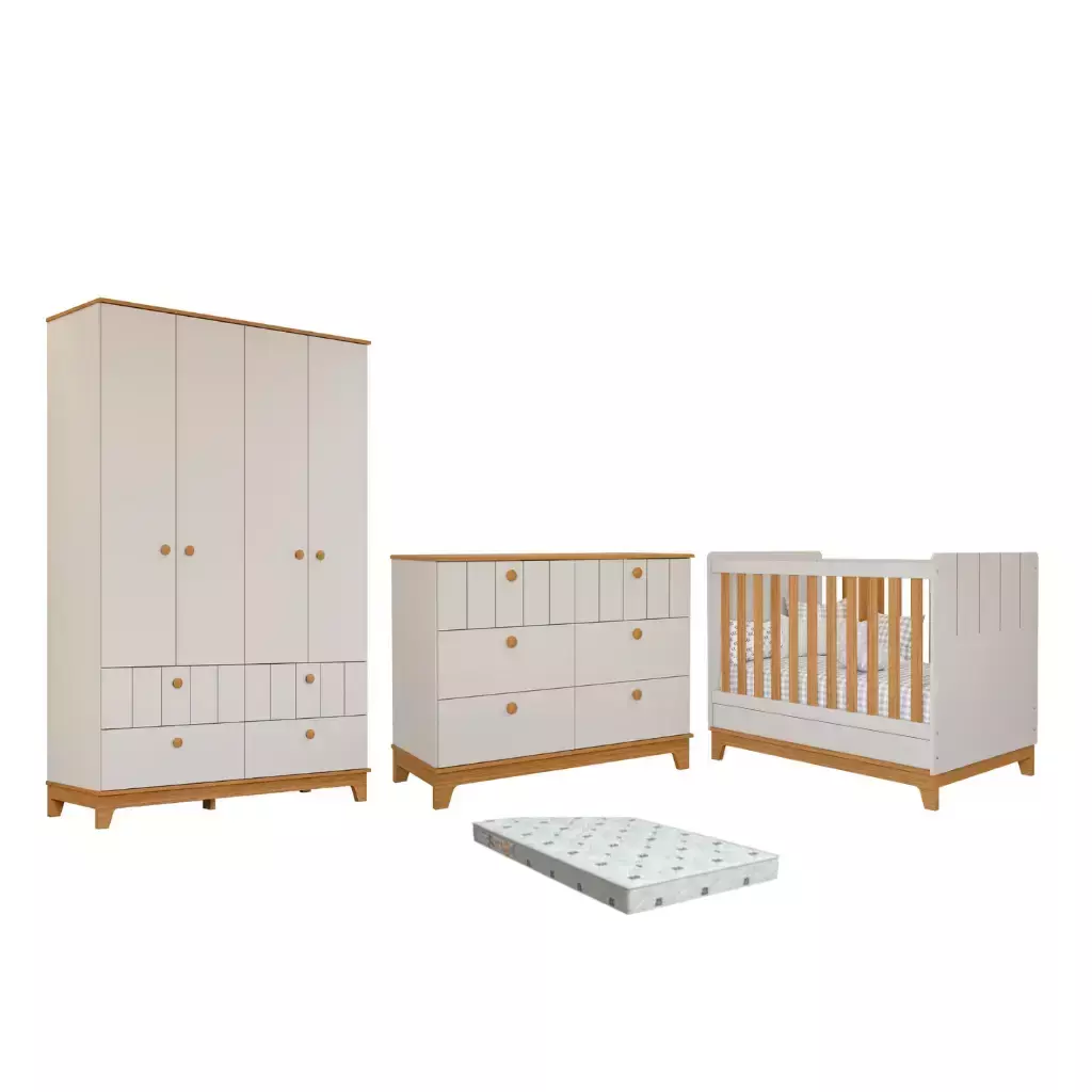 Quarto Bebe Completo Bis Dorabelly MDF Com Colchão