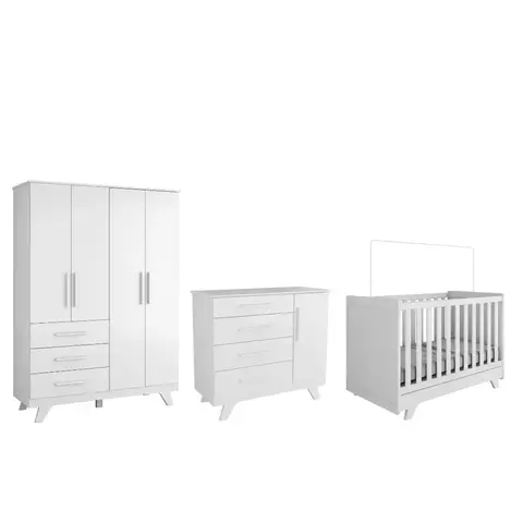 Quarto Completo Bebe Moveis Peroba Retro MDF 3x1 Americano Bebellys Curitiba