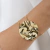Bracelete Placa Redonda Martelada Minimalista Folheado a Ouro 18k