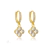 Brinco Argolinha com Pingente Trevo Cravejado Folheado a Ouro 18k