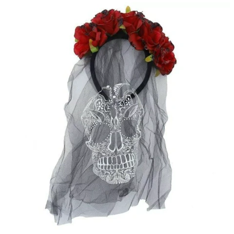 Vincha con Velo Flores "Catrina"