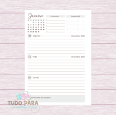Refil / Miolo Meu Planner 2025 - Modelo Horizontal - Tudo Para Encadernação