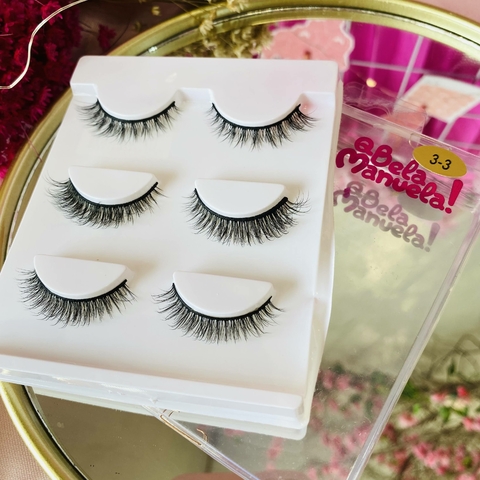 Cartela de cilios gringa - DELICADO - 3 PARES - QBELA MANUELA - 3-3