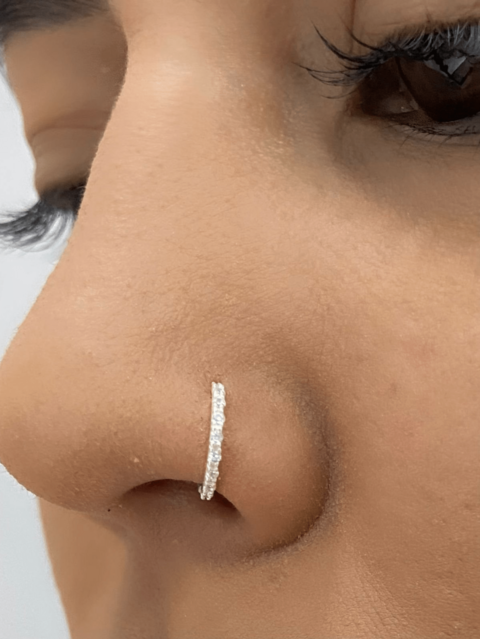 Pincerg nariz em anel com strass - PRATA 925
