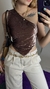 UPCYCLING TOP PIETRA VELUDO BROWN - Pérola Garimpos