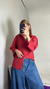 Vintage Over Camisa Listras Red - Pérola Garimpos