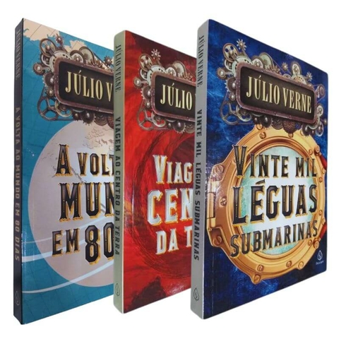 3 Livros As Incríveis Viagens de Júlio Verne A Volta ao Mundo em 80 Dias Viagem ao Centro da Terra Vinte Mil Léguas Subm