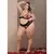 644 Conjunto Sensual Mirna Tule Plus Preto Ilusion