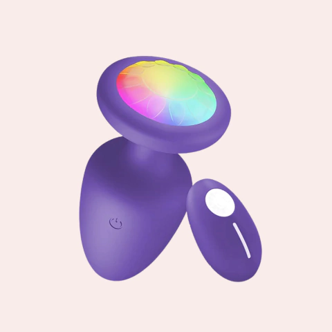 Plug anal vibratório em silicone com led e controle remoto - comprar online
