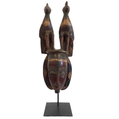 Arte Africana - Povo Guro, Costa do Marfim - Máscara em madeira - 56 x 20 cm