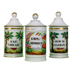 França séc XIX | Potes de farmácia | Porcelana