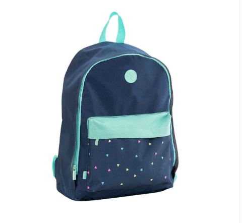 Mochila poliéster - 2 compart. - enjoy - azul marinho e turquesa