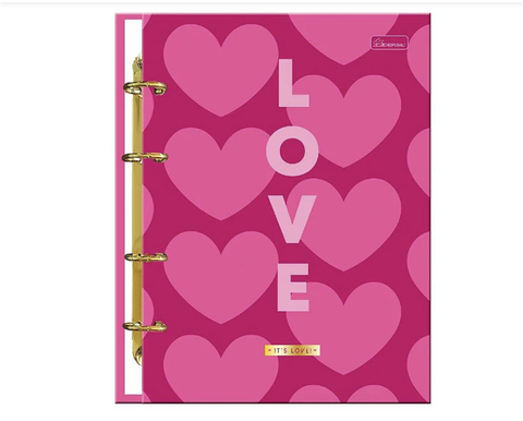Caderno Colegial Argolado - Folhas Coloridas It's Love