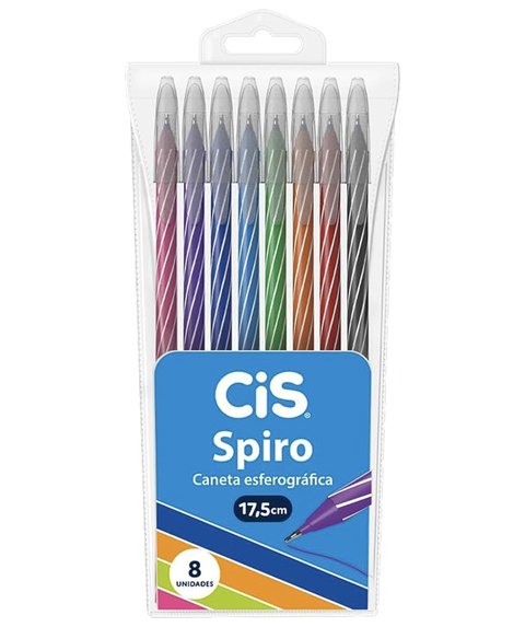 Caneta Cis Spiro 0.7mm 8 Cores