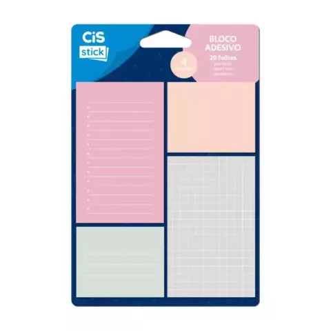 Bloco Adesivo Cis Stick 4 Modelos Diferentes 20 Folhas Cada - Cis