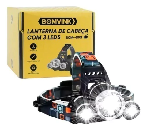 Lanterna De Cabeça Com 3 Leds BOM-4001