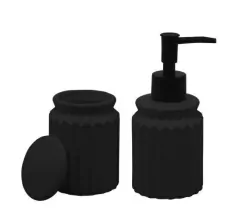 Conjunto para Banheiro Stripes 2 Peças de Cerâmica Design - Preto