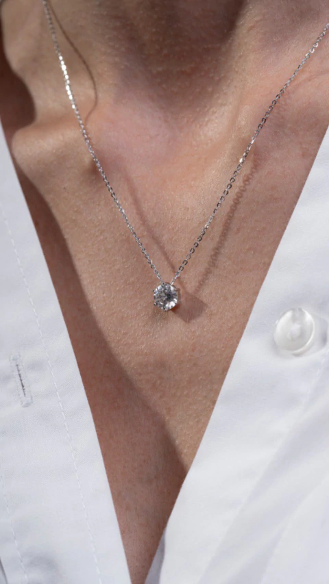 Colar Prata 925 Moissanite 6mm 0,8ct - comprar online