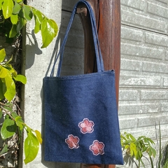 Sakura denim tote bag