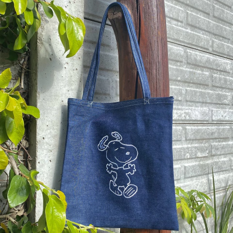 Snoopy denim tote bag