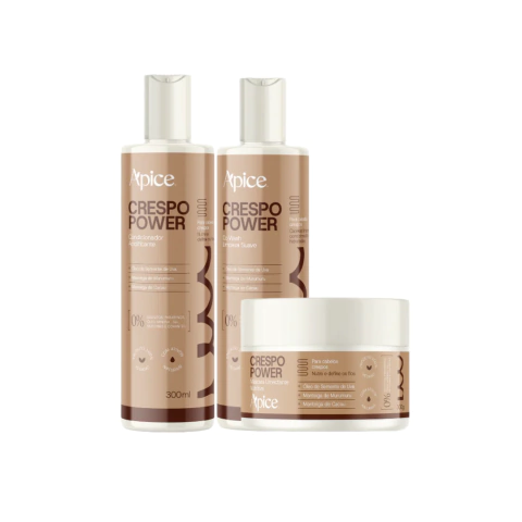 Kit Crespo Power Co Wash 300ml Condicionador 300ml e Máscara 300g Capilar Apice Cosmétics - 3 Itens