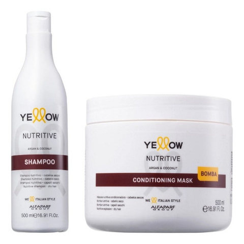 Kit Alfaparf Yellow Nutritive Shampoo 500ml Máscara 500g