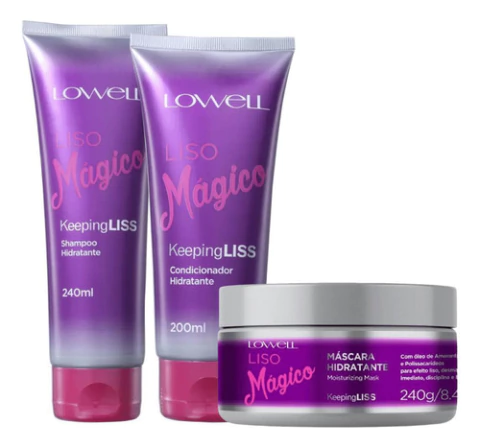 Kit Lowell Liso Mágico Liss Shampoo, Condicionador + Máscara