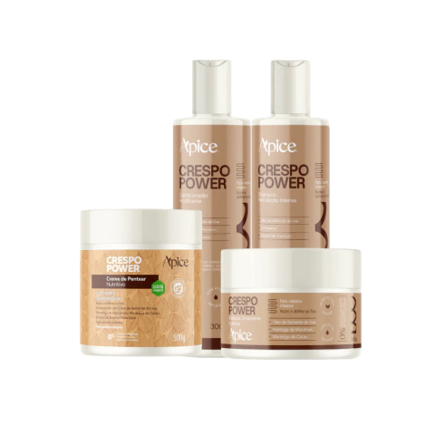 Apice Crespo Power Shampoo, Condicionador e Máscara 300ml e Creme de Pentear 500g
