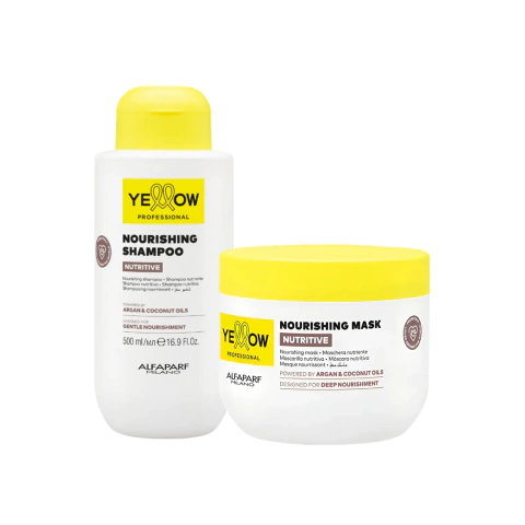 Kit Alfaparf Yellow Nutritive Shampoo 500ml Máscara 500g