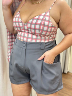 Conjunto Xadrez Rosa (Camisa+Cropped)