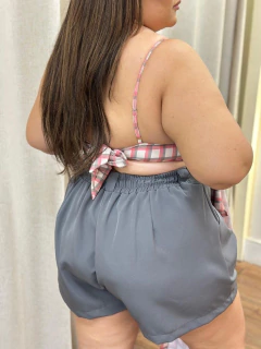 Conjunto Xadrez Rosa (Camisa+Cropped) - loja online