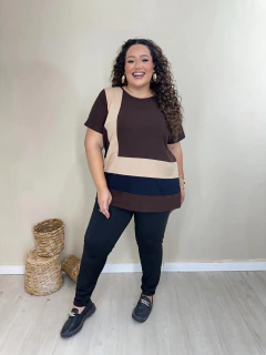 Blusão Taty Tricolor Malha - Cherry Moda Plus Size