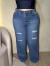Calça Wide Leg Destroyed Jeans