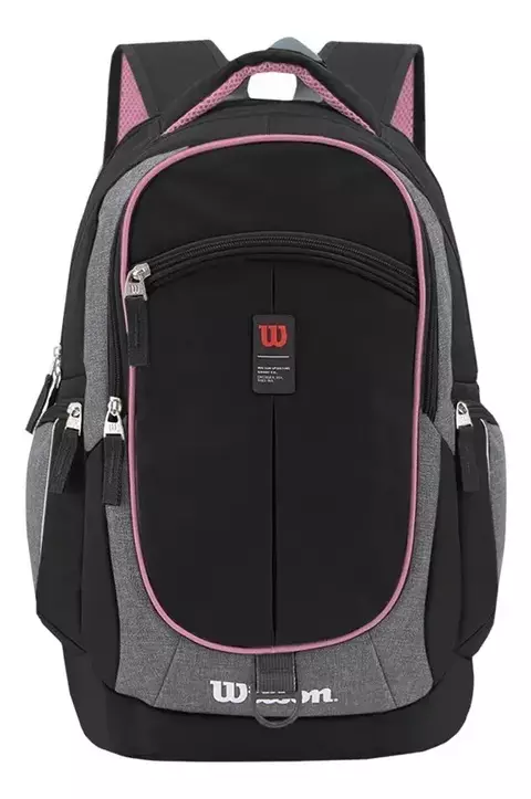 MOCHILA WILSON OPEN 18 NEGRA RIBETE ROSA - comprar online