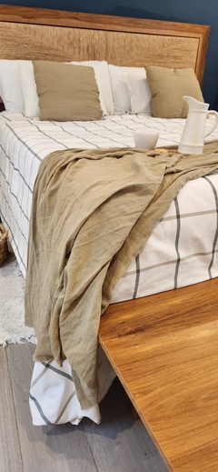 Pie de Cama de Gasa color CAKI de Algodón 260x120cm