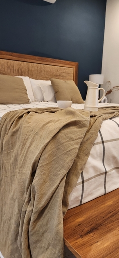 Pie de Cama de Gasa color CAKI de Algodón 260x120cm