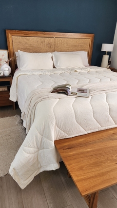 COBERTOR DE VERANO DE TUSOR 100% ALGODON QUEEN LINEA HOTEL - BLANCO - comprar online