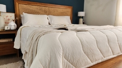 COBERTOR DE VERANO DE TUSOR 100% ALGODON QUEEN LINEA HOTEL - BLANCO - tienda online
