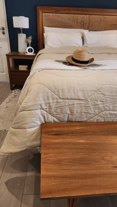 COBERTOR DE VERANO DE TUSOR 100% ALGODON TWIN LINEA HOTEL - BEIGE REVERSIBLE NATURAL - Ay Que Amor