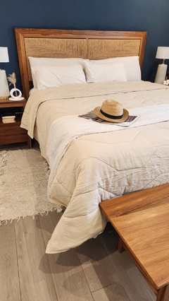 COBERTOR DE VERANO DE TUSOR REVERSIBLE 100% ALGODON KING LINEA HOTEL - NATURAL/BLANCO