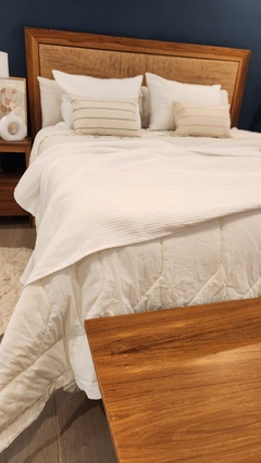PIE DE CAMA/MANTA NIDO DE ABEJA BLANCO - tienda online