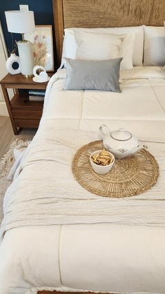 ACOLCHADO QUEEN TUSOR 100% ALGODÓN DISEÑO HOTELERO - Natural -