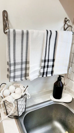 Paños de cocina wafle (pack de 2) . Gris/blanco - tienda online