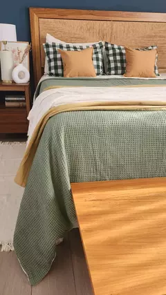 Imagen de Funda de Edredón QUEEN NIDO DE ABEJA VERDE/TUSOR LISO A ELECCIÓN EL COLOR