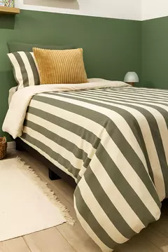 Funda de Edredón TWIN RAYA ANCHA VERDE INGLES /COLOR A ELECCION PARA EL DORSO) - comprar online