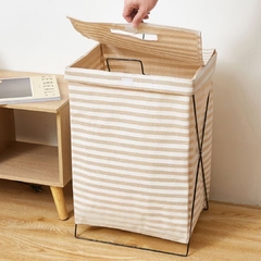 CESTO LAUNDRY ESTRUCTURA DE METAL CON TAPA -HAN SOLO GRIS OSCURO Y CRUDO - tienda online